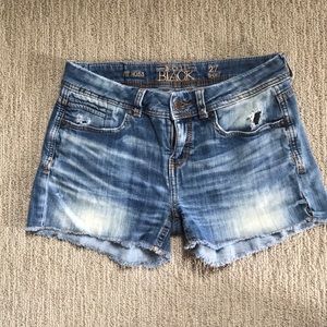 Buckle Black denim shorts